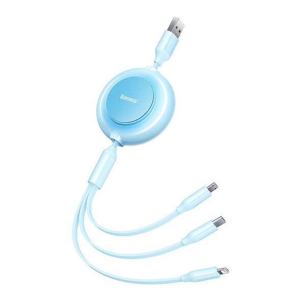 Baseus Bright Mirror 2, USB 3-in-1 cable for micro USB / USB-C / Lightning 3.5A 1.1m (Sky blue) 6932172609047