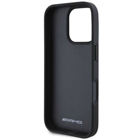 Original Case IPHONE 16 PRO Mercedes AMG Hardcase Leather Debossed Lines Black Logo (AMHCP16LGSEBK) black 3666339345709