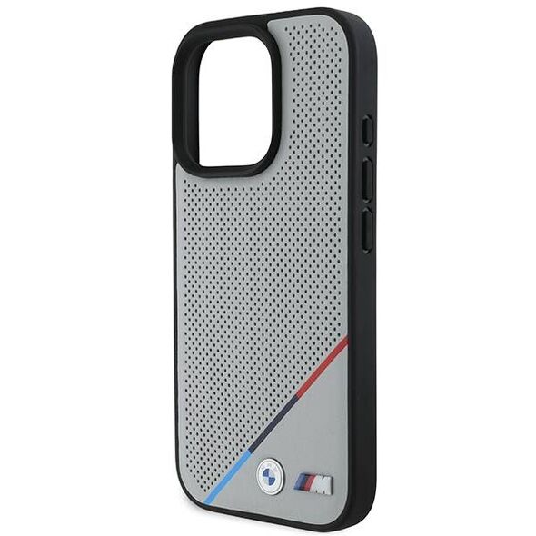 Original Case IPHONE 16 PRO BMW Hardcase M Perforated Tricolor Line MagSafe (BMHMP16L23PUPDG) gray 3666339323905