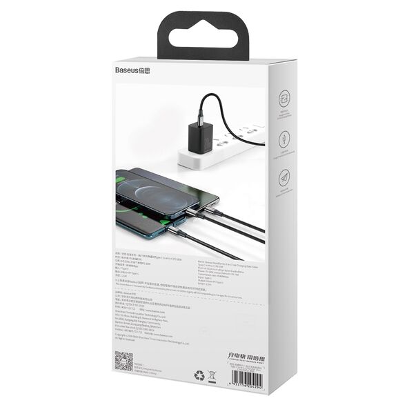 Baseus cable 3in1 Rapid PD USB-C - micro USB + Lightning + USB-C 1,5m black 20W 6953156204294