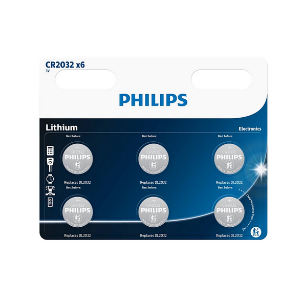 Battery PHILIPS CR2032 Lithium 6pc Blister 4895229106222