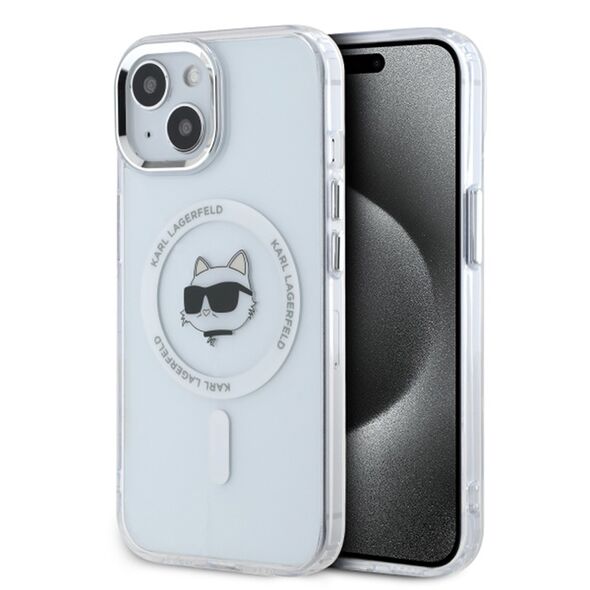 Karl Lagerfeld Case for iPhone 15 - Karl Lagerfeld IML MagSafe (KLHMP15SHLSCHH) - White Metal Choupette`s Head 3666339284183 έως 12 άτοκες Δόσεις