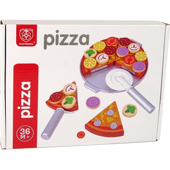 Zestaw Pizza Drewniana Układanka Rzepy Akcesoria LEAN Toys