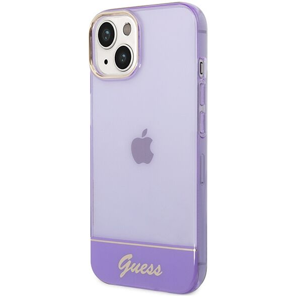 Guess GUHCP14SHGCOU Apple iPhone 14 purple hardcase Translucent