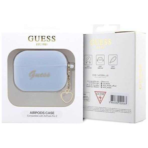 Guess Etui Guess GUAP2LSCHSB Apple AirPods Pro 2 cover niebieski/blue Silicone Charm Heart Collection