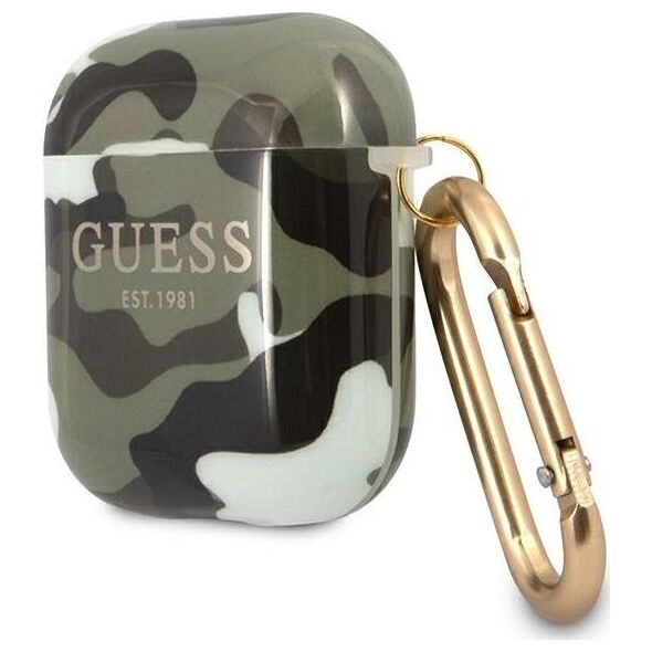 Guess Etui ochronne GUA2UCAMA Camo Collection do AirPods 1/2 zielone