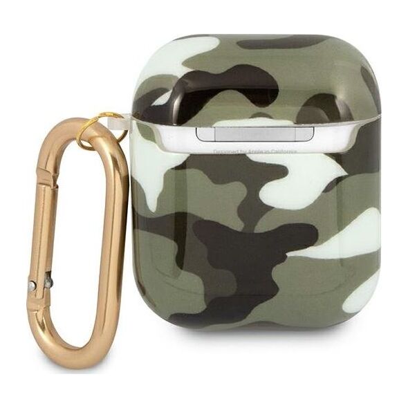 Guess Etui ochronne GUA2UCAMA Camo Collection do AirPods 1/2 zielone