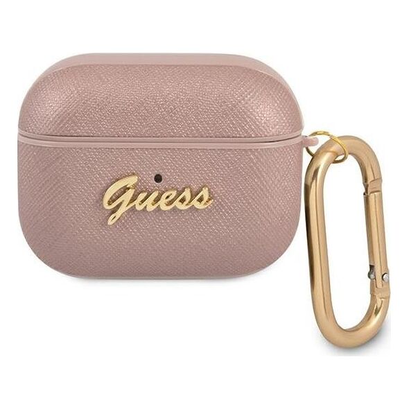 Guess Etui ochronne GUAPSASMP Saffiano Script Metal Collection do AirPods Pro różowe