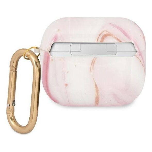 Guess Etui ochronne GUA3UNMP Marble Collection do AirPods 3 różowe