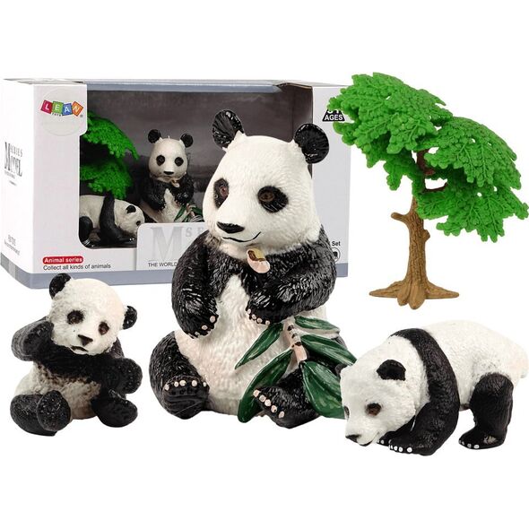 Figurka LeanToys Figurka Zwierzęta Zestaw Panda Jedząca z Małymi