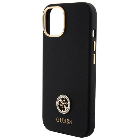 Guess GUHCP15SM4DGPK Apple iPhone 15 hardcase Silicone Logo Strass 4G black