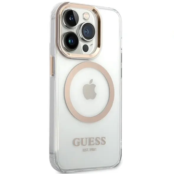 Guess case for iPhone 15 6,1&quot; GUHMP15SHTRMD gold HC Magsafe Metal Outline 3666339196899