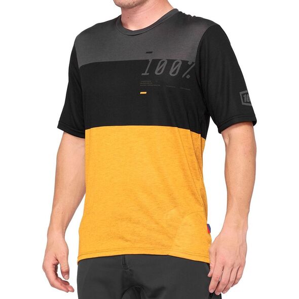 100% Koszulka męska Airmatic Jersey black mustard r. M