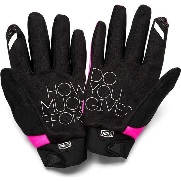 100% Rękawiczki 100% BRISKER Women's Glove neon pink black roz. S (długość dłoni 168-174 mm) (NEW)