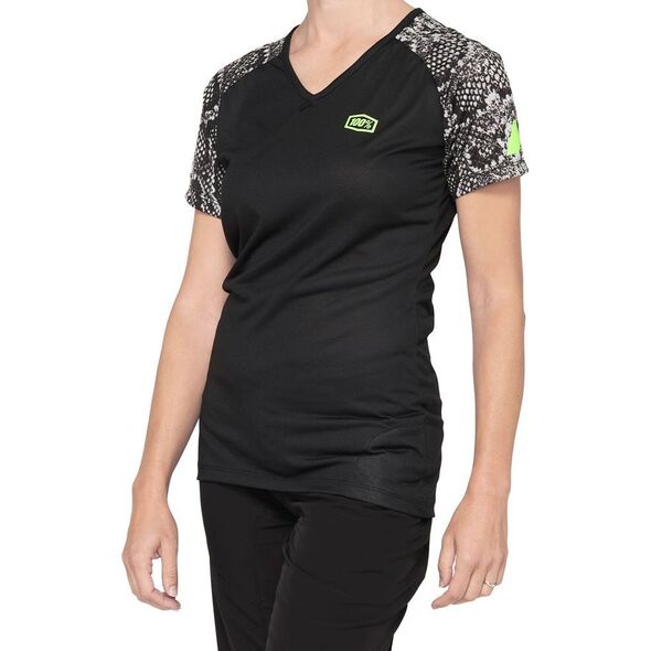 100% Koszulka damska 100% AIRMATIC Women's Jersey krótki rękaw black floral roz. XL (NEW 2021)