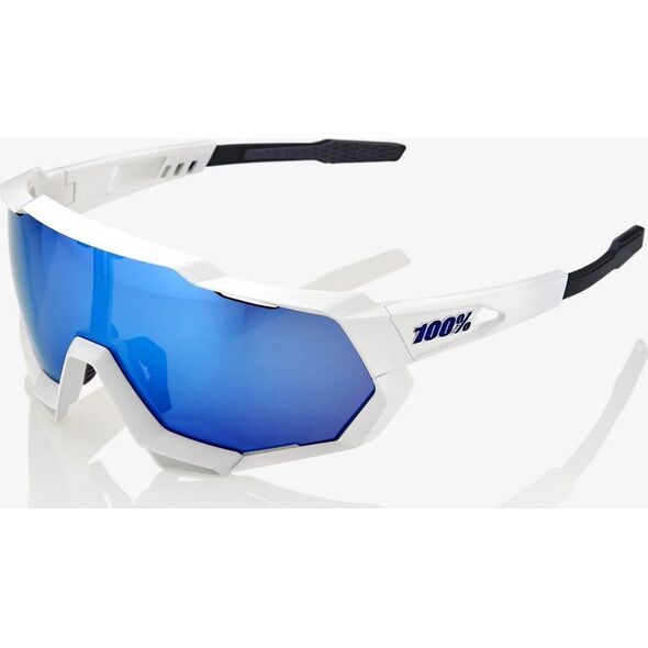 100% Okulary 100% SPEEDTRAP Matte White - HiPER Blue Multilayer Mirror Lens (Szkła Niebieskie Lustrzane Wielowarstwowe LT 13% + Szkła Przeźroczyste LT 93%) (NEW 2021)