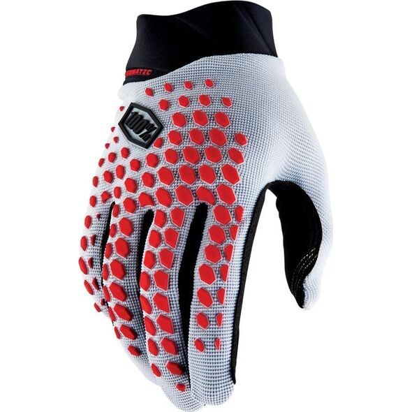 100% Rękawiczki 100% GEOMATIC Gloves Grey/Racer Red - XL (długość dłoni 200-209 mm) (NEW 2022)