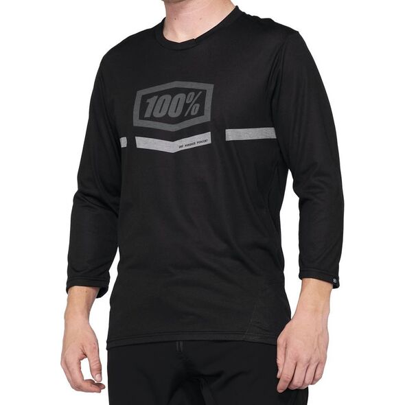 100% Koszulka męska 100% AIRMATIC 3/4 Sleeve black roz. S (NEW 2022)