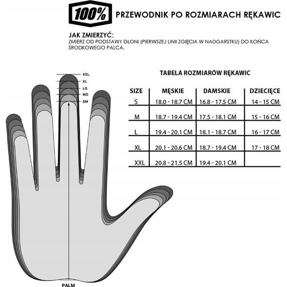 100% Rękawiczki 100% GEOMATIC Gloves Red - S (długość dłoni 181-187 mm) (NEW 2022)