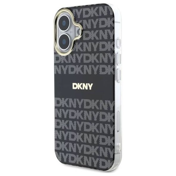 Original Case IPHONE 16 DKNY Hardcase Repeat Texture Pattern With Stripe black 3666339335502