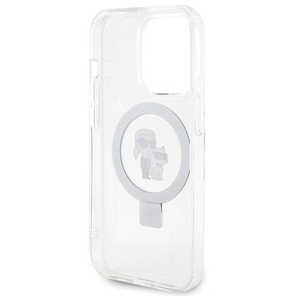 Original Case IPHONE 15 PRO MAX Karl Lagerfeld Hardcase Ring Stand Karl&Choupettte MagSafe white 3666339168902