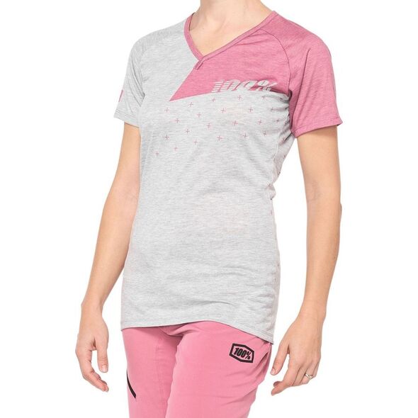 100% Koszulka damska 100% AIRMATIC Women's Jersey krótki rękaw grey mauve roz. S (NEW)