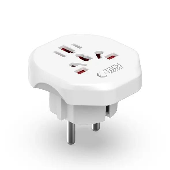 Tech-Protect Universal Travel Adapter From EU White