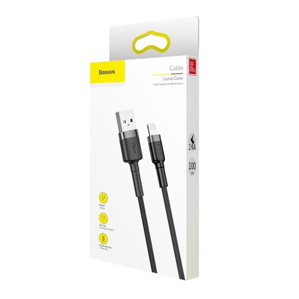 Baseus USB to Lightning Cable, 2.4A, 480Mbps, 1m - Baseus (CALKLF-BG1) - Black / Grey 6953156274976 έως 12 άτοκες Δόσεις