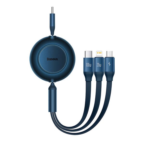 Baseus Bright Mirror 4, USB-C 3-in-1 cable for micro USB / USB-C / Lightning 100W / 3.5A 1.1m (Blue) 6932172609146