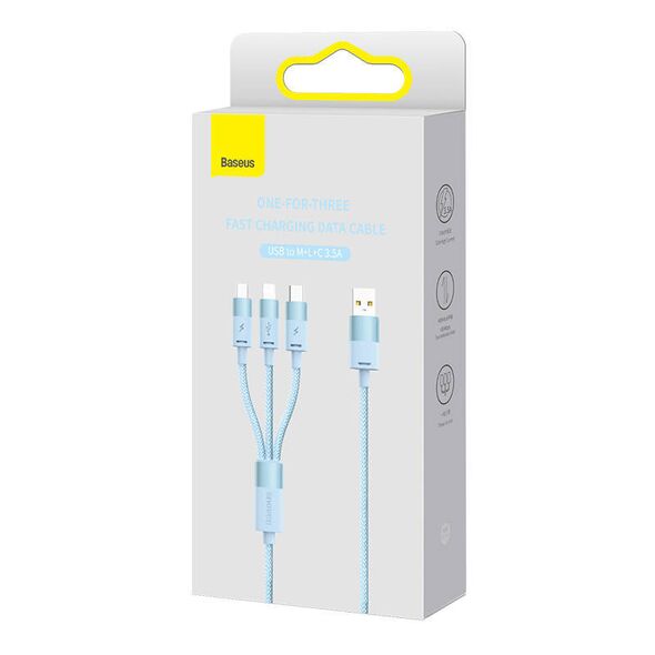 3in1 USB cable Baseus StarSpeed Series, USB-C + Micro + Lightning 3,5A, 1.2m (Blue) 6932172622275