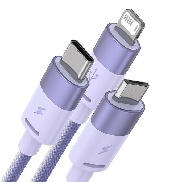 3in1 USB cable Baseus StarSpeed Series, USB-C + Micro + Lightning 3,5A, 1.2m (Purple) 6932172622282