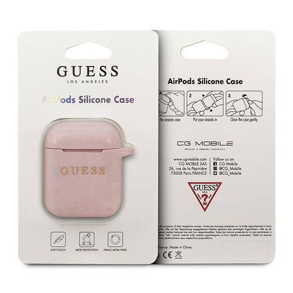 Original Case APPLE AIRPODS Guess Silicone Glitter (GUACCSILGLLP) light pink 3700740463802