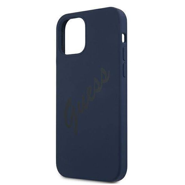 Original Case IPHONE 12 MINI Guess Hardcase Script Vintage (GUHCP12SLSVSBL) navy blue 3700740495155