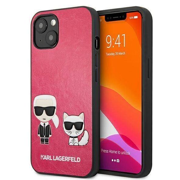 Original Case IPHONE 13 MINI Karl Lagerfeld Hardcase Ikonik Karl & Choupette (KLHCP13SPCUSKCP) pink 3666339027254