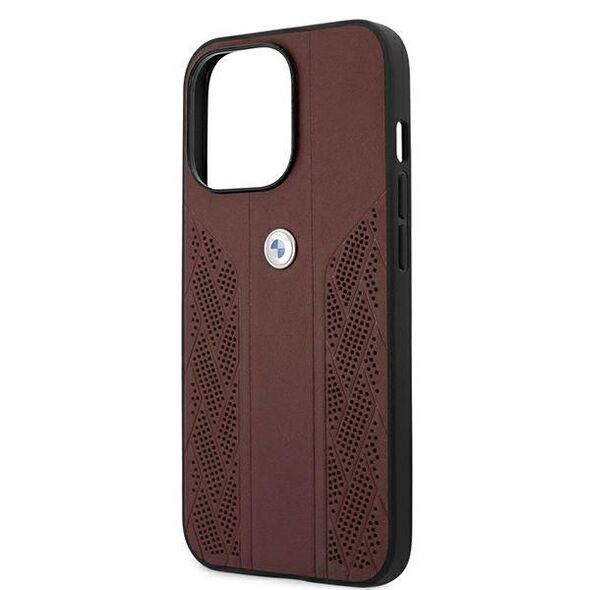 Original Case IPHONE 13 PRO BMW Hardcase Leather Curve Perforate (BMHCP13LRSPPR) red 3666339021870