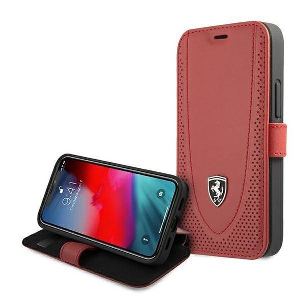 Original Case IPHONE 12 MINI Ferrari Book Off Track Perforated (FEOGOFLBKP12SRE) red 3700740492420