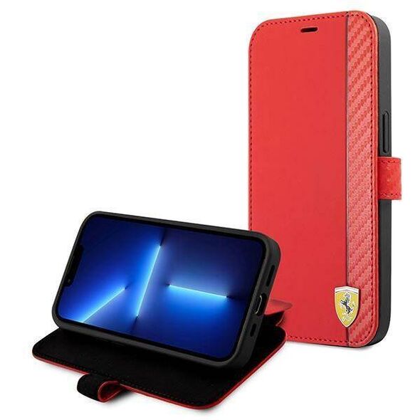 Original Case IPHONE 13 MINI Ferrari Book On Track Carbon Stripe (FESAXFLBKP13SRE) red 3666339026516