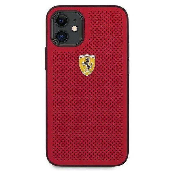 Original Case IPHONE 12 MINI Ferrari Hardcase On Track Perforated (FESPEHCP12SRE) red 3700740479599