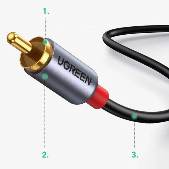 UGREEN CM451 Cable USB-C to 2x RCA (Cinch) 1.5m (black) 6957303821938