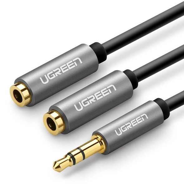 UGREEN AUX Audio splitter with jack 3,5 mm cable, 20cm (silver) 6957303807017