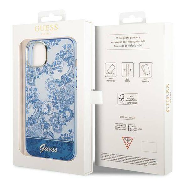 Original Case IPHONE 14 PLUS Guess Hardcase Porcelain Collection blue 3666339064334