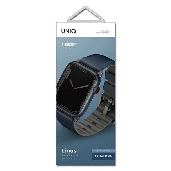 Strap for APPLE WATCH 4 / 5 / 6 / 7 / 8 / SE (42 / 44 / 45 MM) UNIQ Linus Airosoft Silicone blue 8886463680919