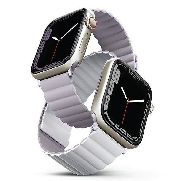 Strap for APPLE WATCH 4 / 5 / 6 / 7 / 8 / SE (42 / 44 / 45 MM) UNIQ Revix Reversible Magnetic Liliowo - white 8886463680810