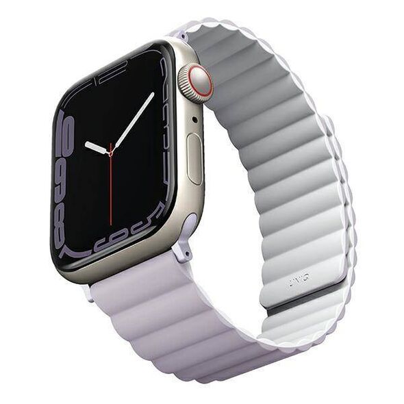 Strap for APPLE WATCH 4 / 5 / 6 / 7 / 8 / SE (42 / 44 / 45 MM) UNIQ Revix Reversible Magnetic Liliowo - white 8886463680810