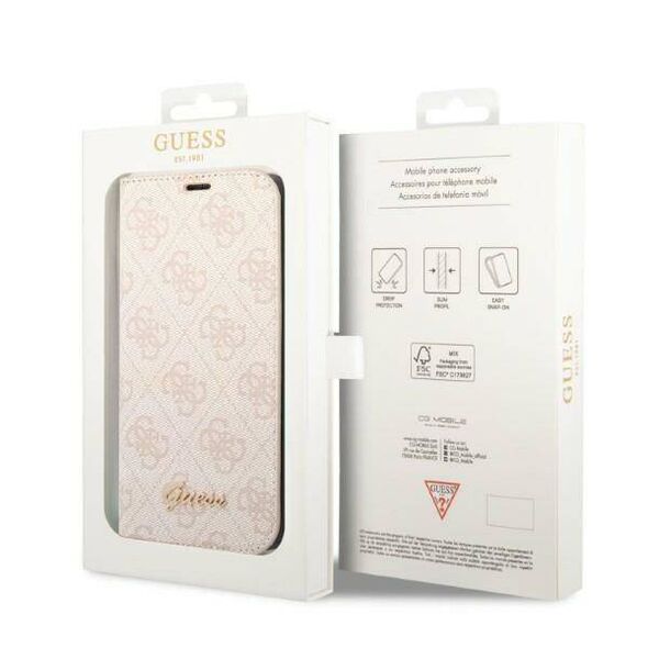 Original Case IPHONE 14 PLUS Guess Book 4G Vintage Gold Logo (GUBKP14MHG4SHP) pink 3666339083298