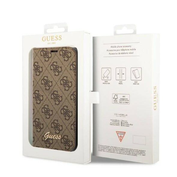 Original Case IPHONE 14 PLUS Guess Book 4G Vintage Gold Logo (GUBKP14MHG4SHW) brown 3666339083212