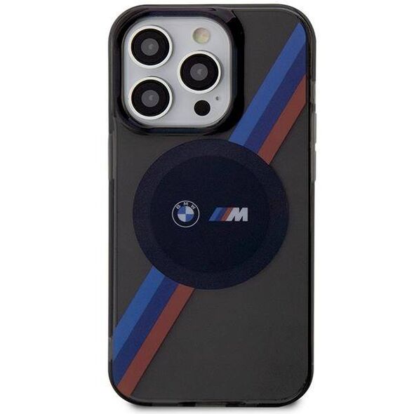 Original Case IPHONE 14 PRO MAX BMW Hardcase Tricolor Stripes MagSafe (BMHMP14XHDTK) gray 3666339122294