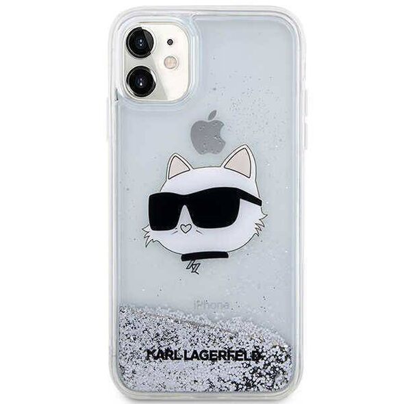 Original Case IPHONE 11 / XR Karl Lagerfeld Hardcase Glitter Choupette Head (KLHCN61LNCHCS) silver 3666339118952