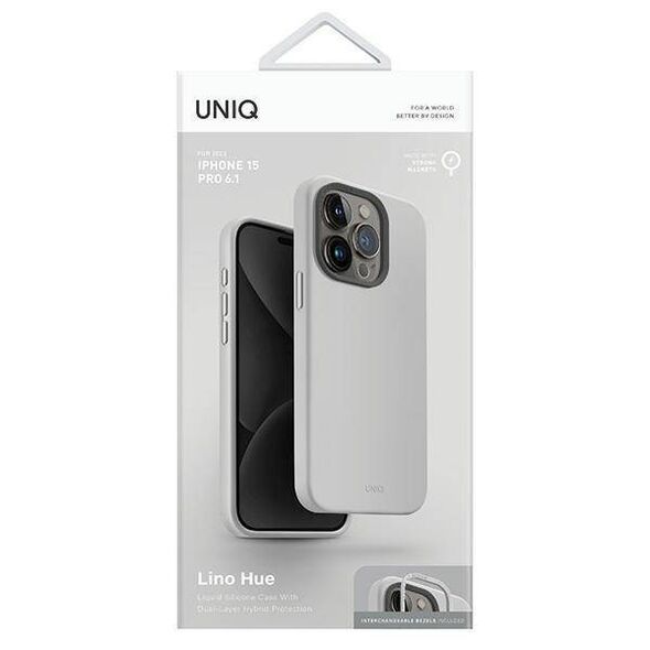 Case APPLE IPHONE 15 PRO UNIQ Lino Hue Magclick Charging jasnoszare 8886463685464