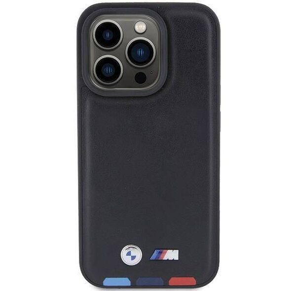 Original Case APPLE IPHONE 15 PRO BMW Leather Stamp Tricolor (BMHCP15L22PTDK) black 3666339143367